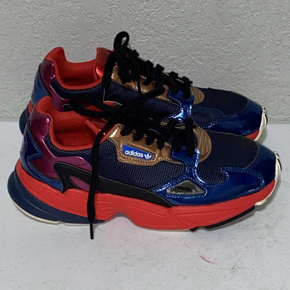 Adidas Falcon Women's Shoes Sneakers Size 9 Blue Red Collegiate Superhero CG6632 - Picture 2 of 7